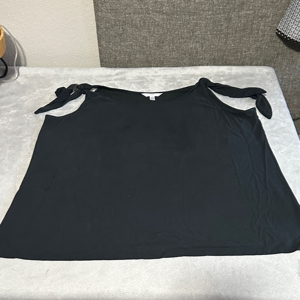 Time and Tru Black Tank Top with Tie Straps